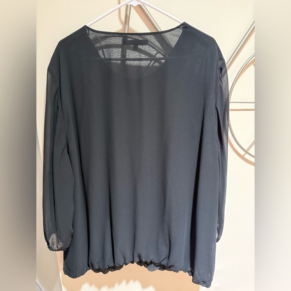Sejour Black Chiffon Blouse with Jeweled Peter Pan Collar Size 22W - Picture 5 of 5